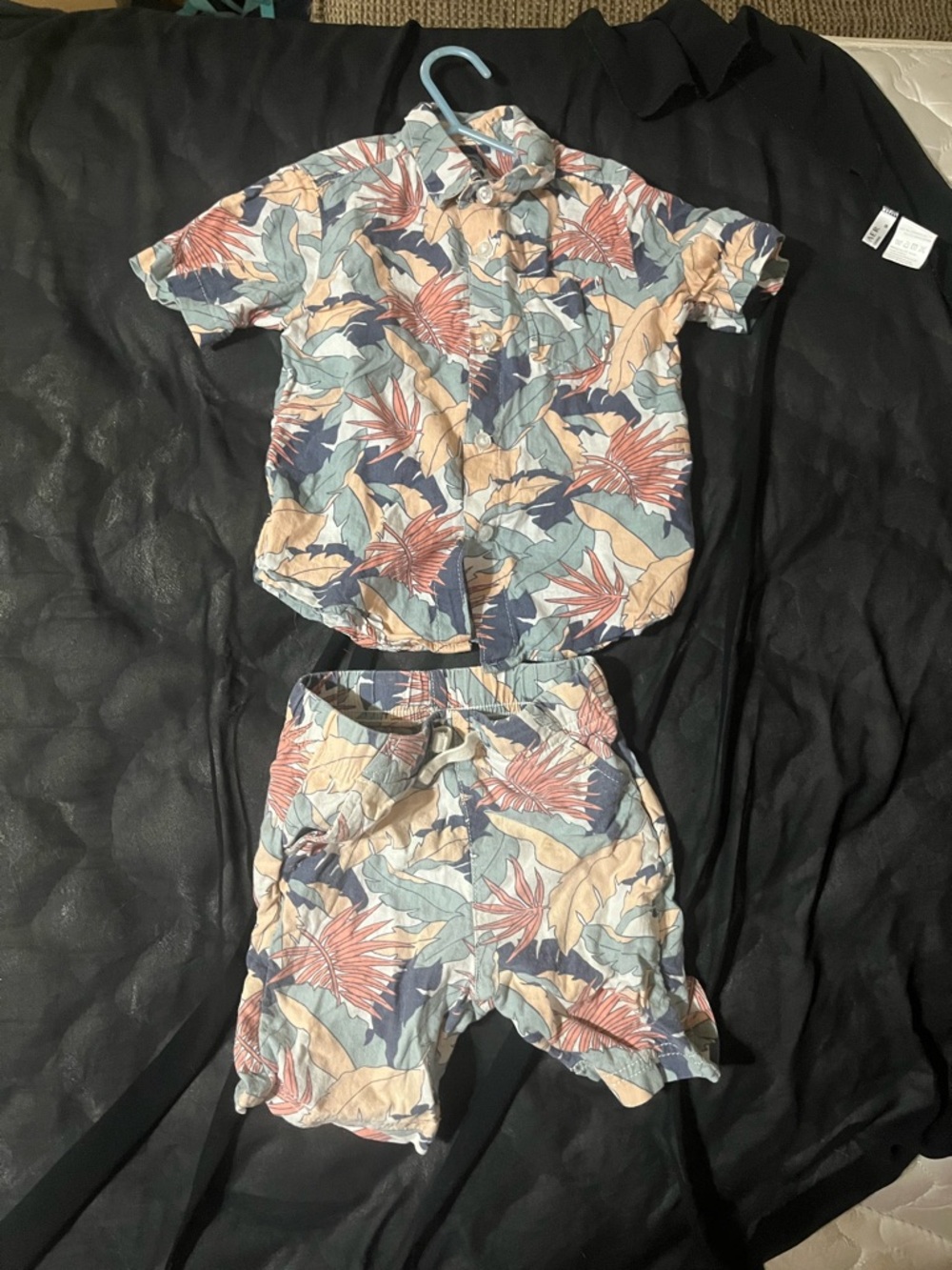 Kids Tropical Print Two-Piece Pajama Set - Blue, Peach & Coral Sue 3T